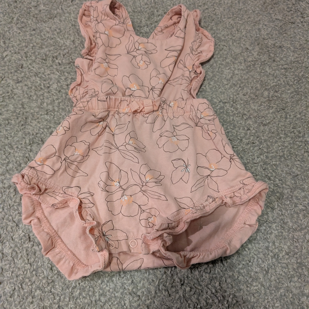3 For $18 Floral Pink Ruffled Kids Romper